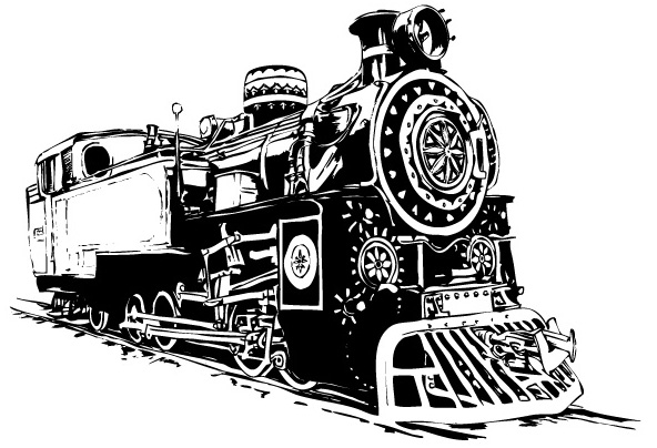 free vector Black-and-white Locomotive Vector
